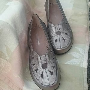 Pewter/Bronze metallic ladies loafers